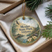A decorative ornament with the text "Meather State Park, Alabama" and an illustration of a bird, pine tree, and waterway.