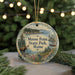 A decorative ornament featuring a moose and a scenic landscape of Moose Point State Park, Maine.