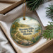 A decorative ornament with a scenic landscape of Moraine Hills State Park, Illinois, featuring a winding path, trees, and a body of water.