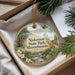 A decorative ornament with a scenic landscape of Nickerson State Park, Massachusetts, hanging from a string.