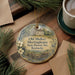 A decorative ornament featuring a house and trees, with text that reads "Old Mulkey Meetinghouse State Historic Site, Kentucky".