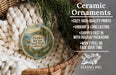 Ceramic ornaments, featuring a scenic image of Pfeiffer Big Sur State Park, California, hanging from a wicker basket.