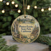 A round ornament with a scenic illustration of Plumas-Eureka State Park, California, featuring a waterfall, a lighthouse, and a forest.
