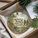 A round ornament with a scenic image of Richard B. Russell State Park, Georgia, hanging from a string.