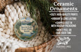 Ceramic ornaments, featuring a round lake scene with mountains, are displayed in a basket.