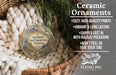 Ceramic ornaments, featuring a detailed illustration of the San Rafael State Natural Area in Arizona, are displayed in a woven basket.