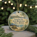 A round ornament with a beach scene and palm trees, featuring the text "Sand Island State Recreation Area, Hawaii" on it.