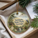 A decorative ornament with a scenic landscape of Seminole State Park, Georgia, featuring a bird, pine trees, and a waterfall.