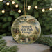 A round ornament with a scenic image of a lake, pine trees, and a bird, along with the text "Seminole State Park, Georgia".