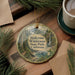 A decorative ornament featuring a scenic landscape of Sinkhole Wilderness State Park, California, with pine trees and a waterfall.