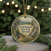 A round ornament with a scenic landscape of South Mountain State Park, Maryland, featuring a waterfall, a bridge, and a forest.
