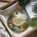 A decorative ornament with a scenic image of Suwannee River State Park, Florida, featuring a boat, a bird, and a forest landscape.