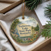 A decorative ornament with a scenic image of Taylorville Lake State Park, Kentucky, hanging from a string.
