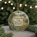A round ornament with a scenic image of Taylorville Lake State Park, Kentucky, featuring a bird, a lighthouse, and a bridge.