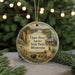 A round ornament with a scenic landscape of Upper Sioux Agency State Park, Minnesota, featuring a teepee, buffalo, and other natural elements.
