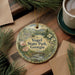 A decorative ornament with a scenic image of Vogel State Park, Georgia, featuring a river, mountains, and pine trees.