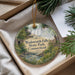 A decorative ornament with a scenic image of Wadsworth Falls State Park, Connecticut, hanging from a string.