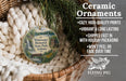 Ceramic ornaments, featuring a scenic image of Whitewater Memorial State Park, Indiana, hanging from a wicker basket.