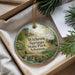 A decorative ornament with a scenic landscape of springs, state park, and Arkansas, hanging from a string.