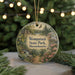 A round ornament with a scenic landscape of Wompatuck State Park, Massachusetts, featuring a bird, trees, and a winding path.