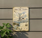 a vintage-style informational sign about the Arctic tern, a migratory bird that travels thousands of miles between its breeding and wintering grounds.