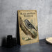 a vintage-style poster or book cover for the "Black-and-White Warbler" species, with a detailed illustration of the bird perched on a tree branch.