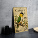a vintage-style poster or book cover for the Black-headed Caique, a parrot species, with illustrations of the bird and its natural habitat.