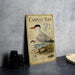 a metal sign with illustrations and text about the Caspian Tern, a bird species.