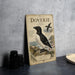 a vintage-style poster or sign with a black and white illustration of a dove or seagull, along with text and a bird illustration.