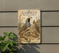A vintage-style metal sign with an illustration of a family of quails, including a large adult quail and several smaller ones, is mounted on a wall.