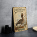 a vintage-style metal sign with a detailed illustration of a white-fronted goose, accompanied by text providing information about the species.