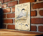 a metal sign with illustrations and text about the least tern, a bird species.