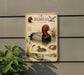 a vintage-style informational sign about the Redhead duck, mounted on a wall next to a plant.