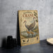 a vintage-style sign for the Sandhill Crane Family, depicting two adult cranes and their young, standing in a natural setting.