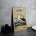 a vintage-style poster or book cover for "Wandering Albatross" with a detailed illustration of a seagull standing on a rocky cliff overlooking the ocean.