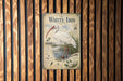 a vintage-style guide to the White Ibis, with a detailed illustration of the bird and its natural habitat.