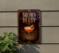 A sign for "Brown Derby" is displayed on a wall, featuring an illustration of a cocktail with a garnish.