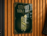 a sign for cucumber vodka soda, which is a cocktail made with cucumber, vodka, and soda water.