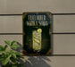 a sign advertising cucumber vodka soda, with a glass illustration of the drink and decorative elements surrounding it.
