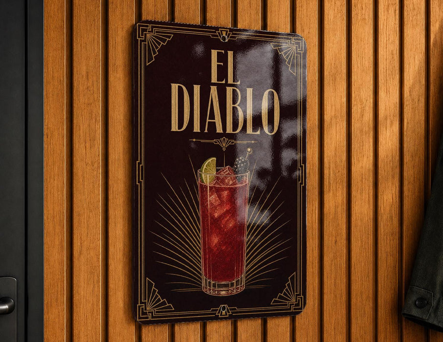 a sign for "El Diablo", which is a cocktail.