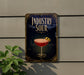A sign for "Industry Sour" cocktail, featuring a glass illustration of the drink and garnish.