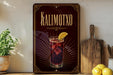 a decorative sign with the text "KALIMOTXO" and an illustration of a drink with a lemon slice.