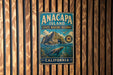 A vintage metal sign for the Anacapa Island State Marine Reserve in California, featuring an illustration of a seal and a rocky coastline.