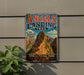 A vintage-style sign for the Angels Landing Trail in Zion National Park, Utah, featuring a scenic mountain landscape.