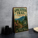 a vintage trail sign for the Appalachian Trail in Virginia, with a mountain landscape and a signpost in the foreground.