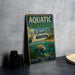 A vintage-style metal sign for Aquatic Preserve at St. Joseph Bay, Florida, featuring an illustration of a manatee and a bird in a body of water.