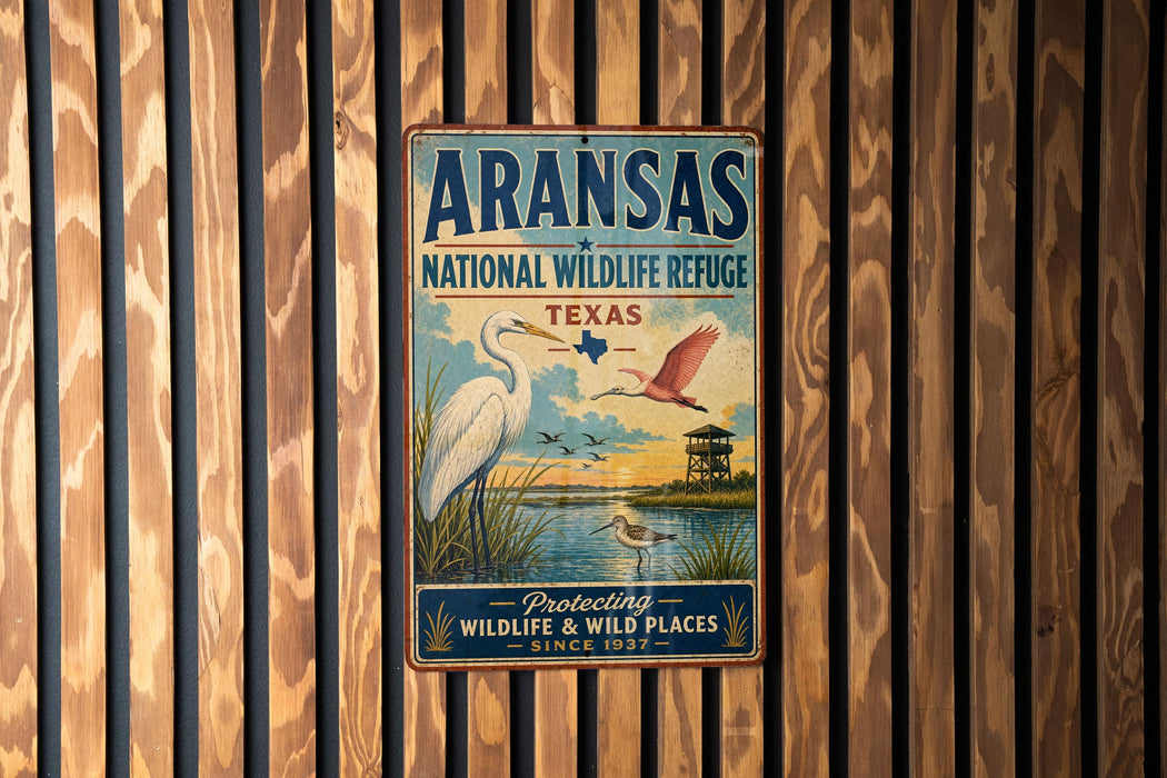 Aransas National Wildlife Refuge Texas Vintage Style Metal Sign Coastal Wildlife Park Decor Gift