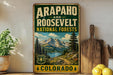 Arapaho & Roosevelt National Forests Colorado Vintage Metal Sign, Rocky Mountain National Forest Decor, Hiking Cabin Wall Sign