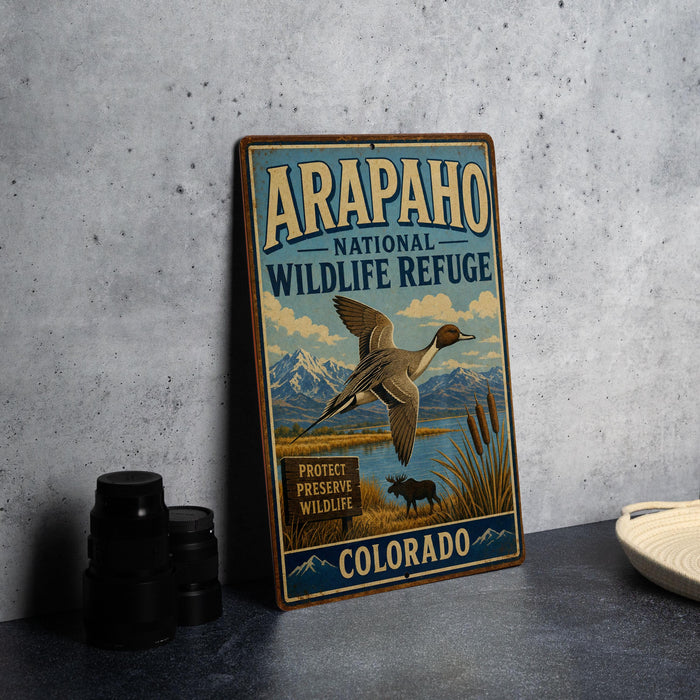 Arapaho National Wildlife Refuge Colorado Vintage Style Metal Sign Rustic Wildlife Sanctuary Decor Cabin Lodge Wall Plaque