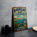 A vintage-style metal sign for the Barnegat Bay Marine Protected Area in New Jersey, featuring a lighthouse and marine life.
